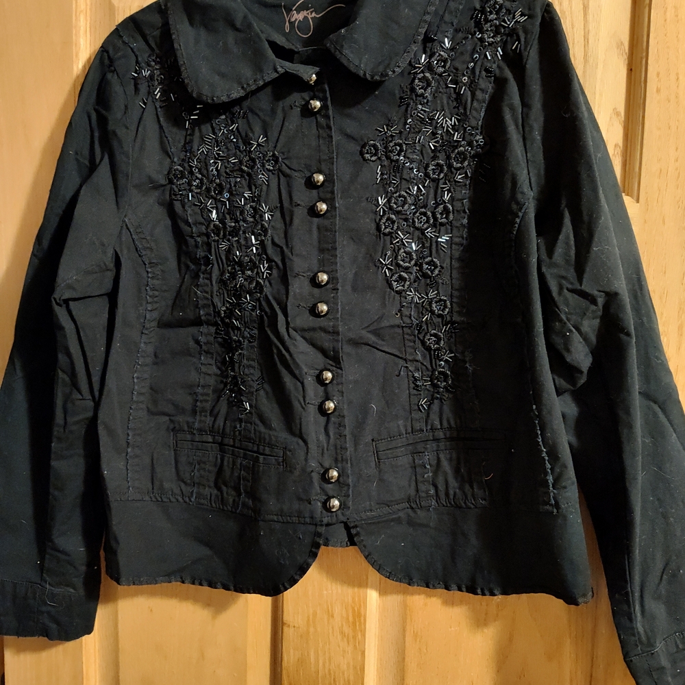 Venezia Black Embroidered Button Down Shirt